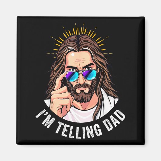 Grappige Jezus Ik Vertel het Papa Magneet (Voorkant)