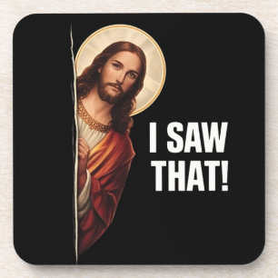Grappige Jezus "Ik Zag Het" Christelijk meme ontwe Bier Onderzetter
