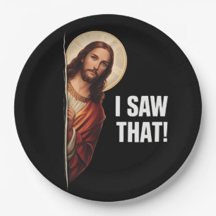 Grappige Jezus "Ik Zag Het" Christelijk meme ontwe Papieren Bordje