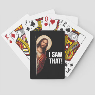 Grappige Jezus "Ik Zag Het" Christelijk meme ontwe Pokerkaarten