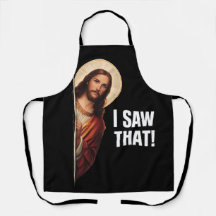 Grappige Jezus "Ik Zag Het" Christelijk meme ontwe Schort