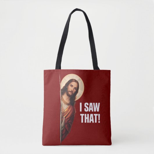 Grappige Jezus "Ik Zag Het" Christelijk meme ontwe Tote Bag (Voorkant)