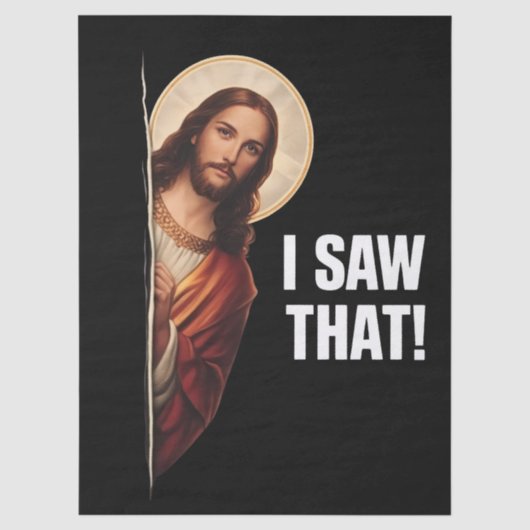 Grappige Jezus "Ik Zag Het" Christelijke meme ontw Tissuepapier (Voorkant)