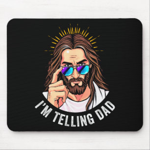 Grappige Jezus, ik zeg het tegen papa, religieus Muismat