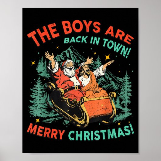 Grappige Jezus Kerstman De Jongens Zijn Weer In De Poster (Voorkant)