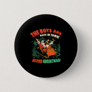 Grappige Jezus Kerstman The Boys Are Back In Town  Ronde Button 5,7 Cm