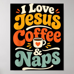 Grappige Jezus Koffie Christelijk Geloof Ochtendge Poster