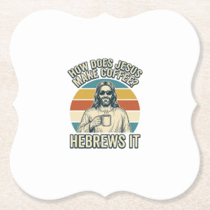Grappige Jezus Koffie Vintage Gravure Shirt Ontwer Kartonnen Onderzetters