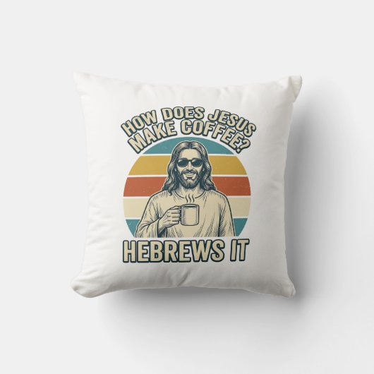 Grappige Jezus Koffie Vintage Gravure Shirt Ontwer Kussen (Voorkant)