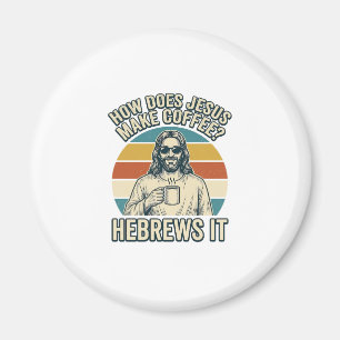 Grappige Jezus Koffie Vintage Gravure Shirt Ontwer Magneet
