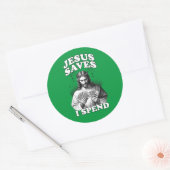 Grappige Jezus Meme Jezus redt ik spenderen Ronde Sticker (Envelop)