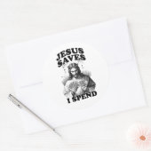 Grappige Jezus Meme Jezus redt ik spenderen Ronde Sticker (Envelop)