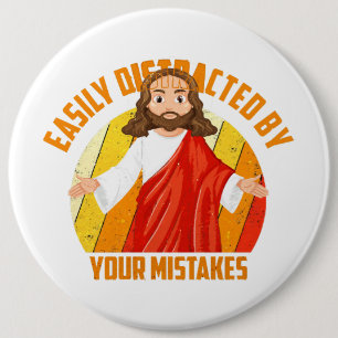 Grappige Jezus Ronde Button 6,0 Cm
