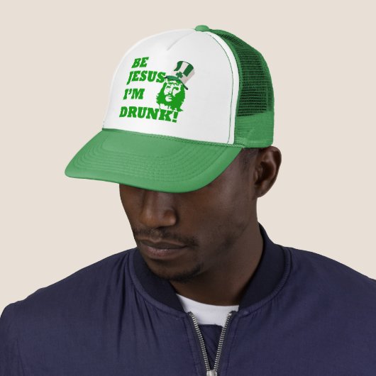 Grappige Jezus St. Patrick's dag Trucker Pet (In situ)
