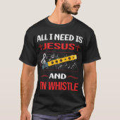 Grappige Jezus Tin Whistle Flageolet T-shirt (Voorkant)