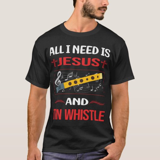 Grappige Jezus Tin Whistle Flageolet T-shirt (Voorkant)