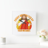 Grappige Jezus Vierkante Klok (Huis)