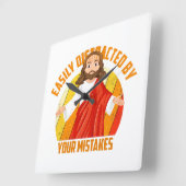 Grappige Jezus Vierkante Klok (Hoek)