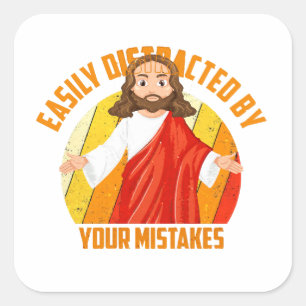 Grappige Jezus Vierkante Sticker