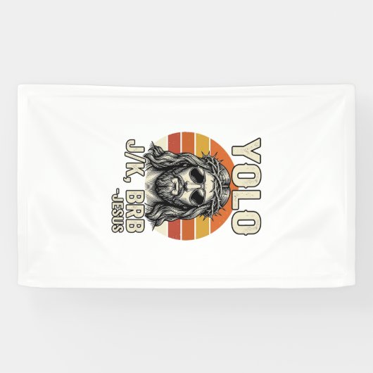 Grappige Jezus Vintage Sunset Gravure Citaat Desig Spandoek (Horizontaal)