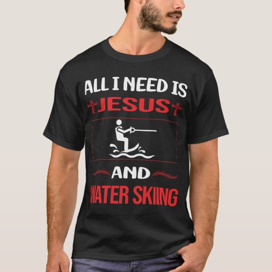 Grappige Jezus Water Skiën Skiën Waterskiën Wat T-shirt (Voorkant)