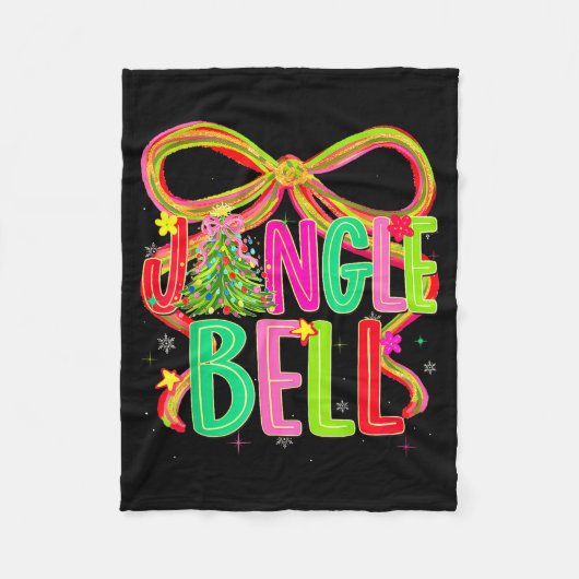 Grappige Jingle Bells Coquette Strik Vrolijk Kerst Fleece Deken (Voorkant)