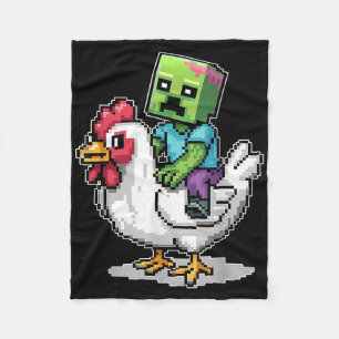 Grappige Jockey Pixel Rijden Chicken Jockey op een Fleece Deken