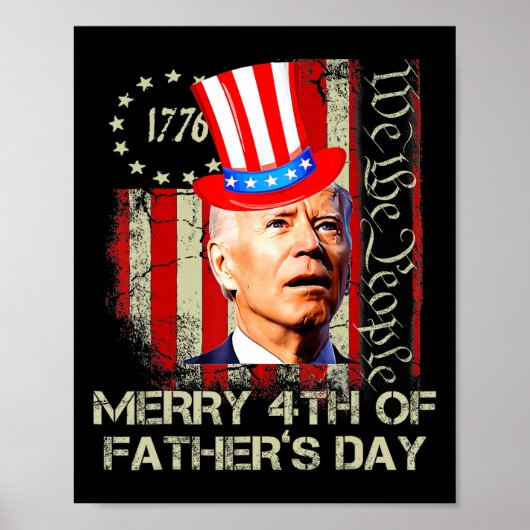 Grappige Joe Biden 4 juli vrolijk 4 van vader Poster (Voorkant)