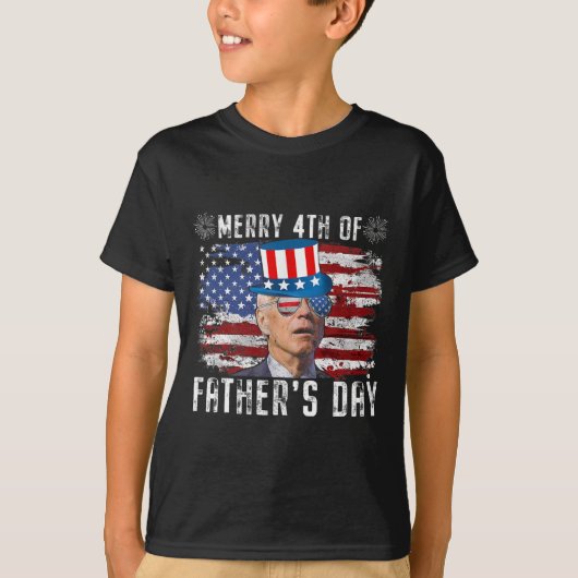Grappige Joe Biden 4 juli vrolijk 4 van vaders d T-shirt (Voorkant)