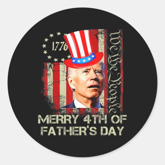 Grappige Joe Biden 4 juli vrolijke 4e Vaderdag Ronde Sticker (Voorkant)