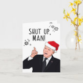 Grappige Joe Biden Kerstman: Hou je mond man Kaart (Gele Bloem)