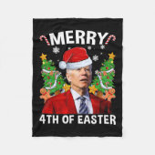 Grappige Joe Biden Kerstmis Kerstman Hoed Merry 4t Fleece Deken (Voorkant)