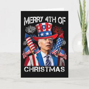Grappige Joe Biden Prettig 4de Kerstmis 4de Juli Kaart