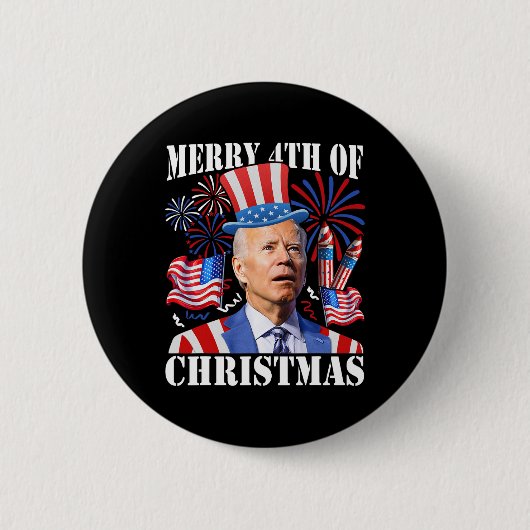 Grappige Joe Biden Prettig 4de Kerstmis 4de Juli Ronde Button 5,7 Cm (Voorkant)