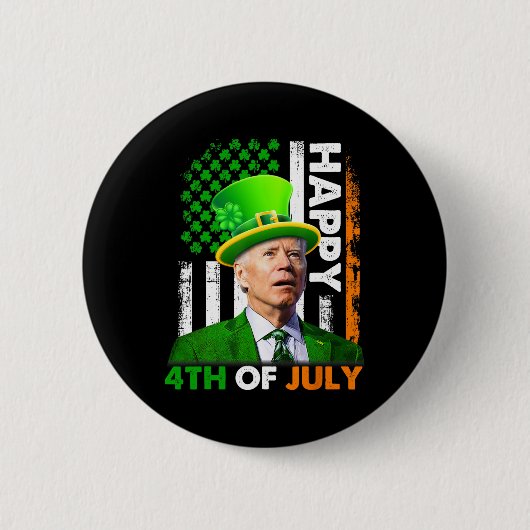 Grappige Joe Biden St Patricks Dag Gelukkig 4th va Ronde Button 5,7 Cm (Voorkant)