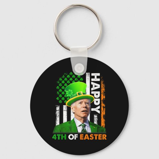 Grappige Joe Biden St Patricks Dag Gelukkig 4th va Sleutelhanger (Voorkant)