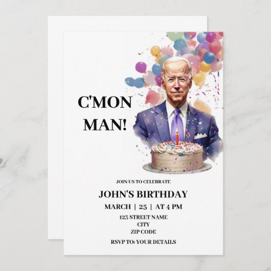 Grappige Joe Biden verjaardagsuitnodiging Kaart (Voorkant / Achterkant)