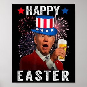 Grappige Joe Biden Verward Gelukkige Pasen Voor 4 Poster