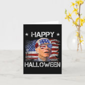 Grappige Joe Biden vierde 4 juli Happy Halloween Kaart (Gele Bloem)
