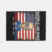 Grappige Joe Biden vrolijke 4e Pasen ontwerp vierd Fleece Deken (Voorkant (Horizontaal))