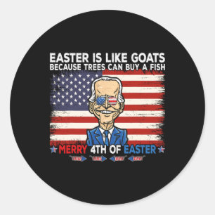 Grappige Joe Biden vrolijke 4e Pasen ontwerp vierd Ronde Sticker