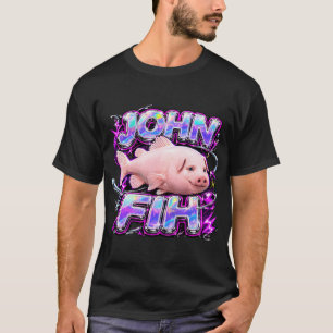 Grappige John Pork Fih is Calling Brainrot Fih Mem T-shirt