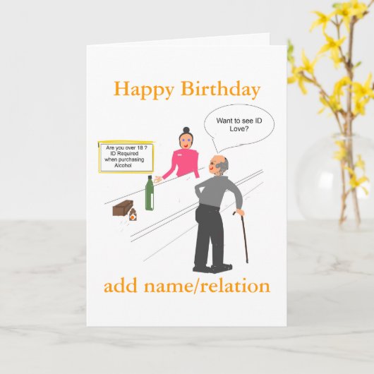 Grappige Joke Verjaardagskaart Voeg voornaam toe Kaart (Gele Bloem)