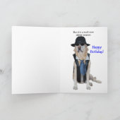 Grappige Jonge Hond/de Oudere Verjaardag van de Kaart (Binnen)