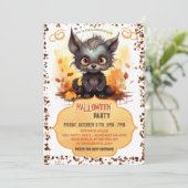 Grappige jonge weerwolf en pompoen Waterverf Kaart (Staand voorkant)