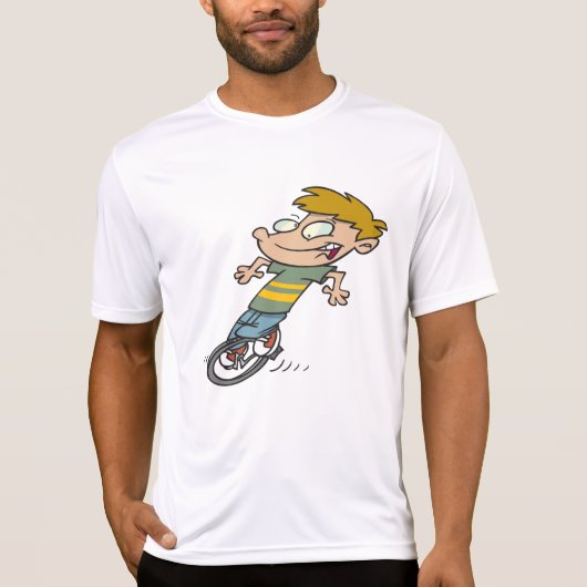 Grappige jongen die eenwieler rijdt t-shirt (Voorkant)