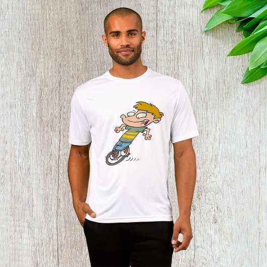Grappige jongen die eenwieler rijdt t-shirt