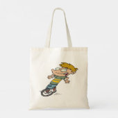 Grappige jongen die eenwieler rijdt tote bag (Achterkant)
