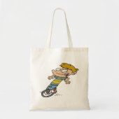 Grappige jongen die eenwieler rijdt tote bag (Voorkant)
