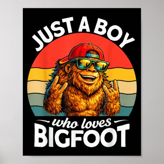 Grappige Jongen Die Van Bigfoot Mannen Kinderen Sa Poster (Voorkant)